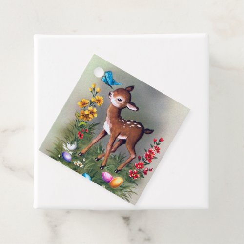 retro vintage Easter deer Holiday party Favor Tags