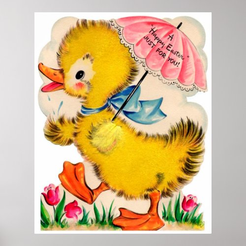 retro vintage Easter duck decor poster