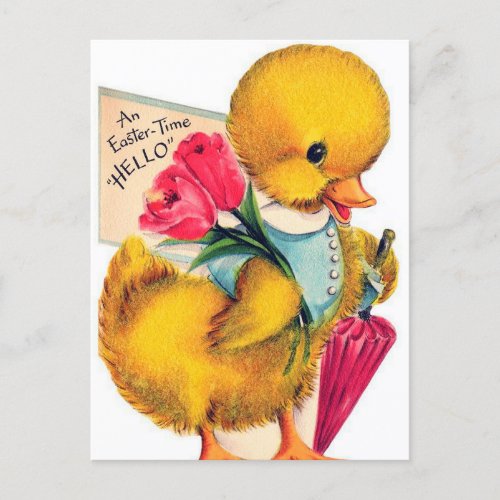 Retro vintage Easter duck Holiday postcard