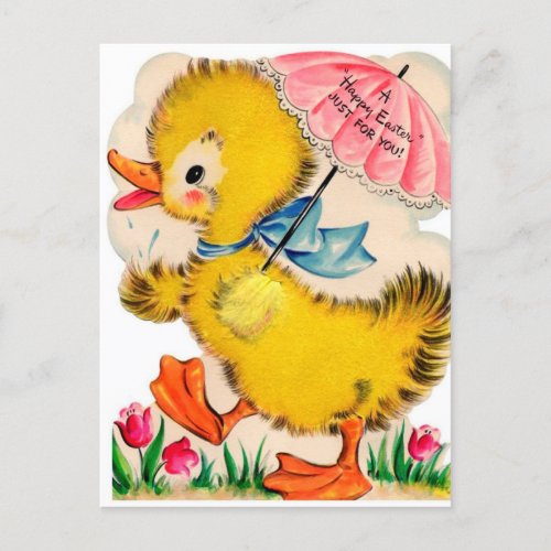 Retro vintage Easter duck Holiday postcard