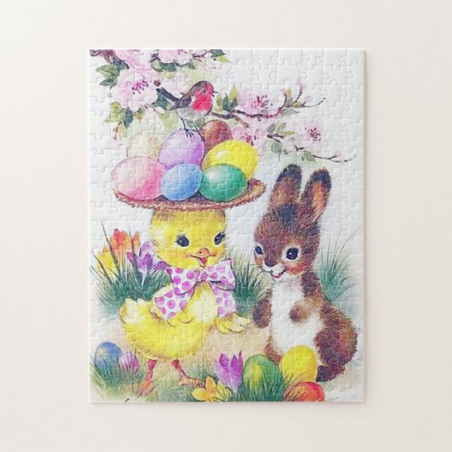 retro vintage Easter Friends Holiday Jigsaw Puzzle (Vertical)
