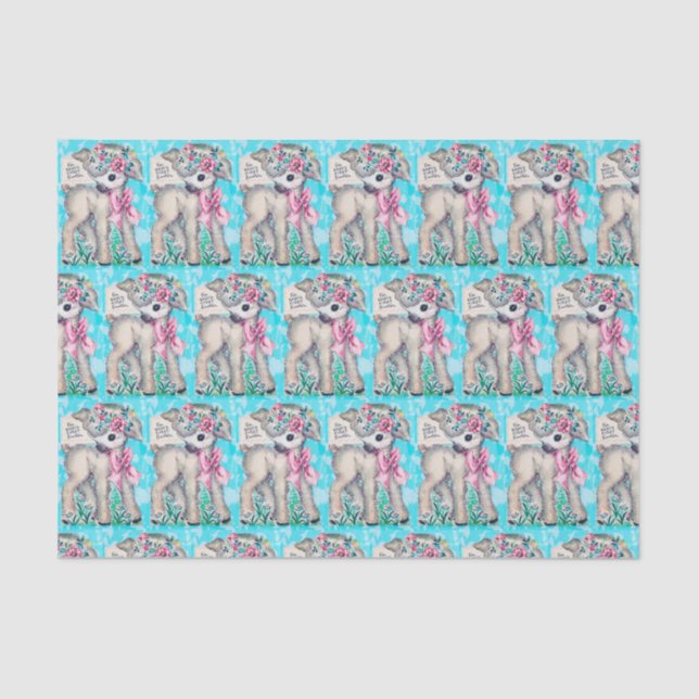 retro vintage Easter lamb baby first Tissue Paper (Front)