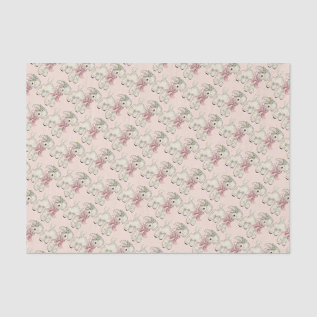 Retro/Vintage Easter/New Baby Lamb Tissue Paper (Front)
