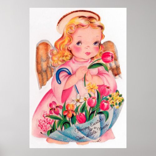 retro vintage Easter Niece Angel decor poster