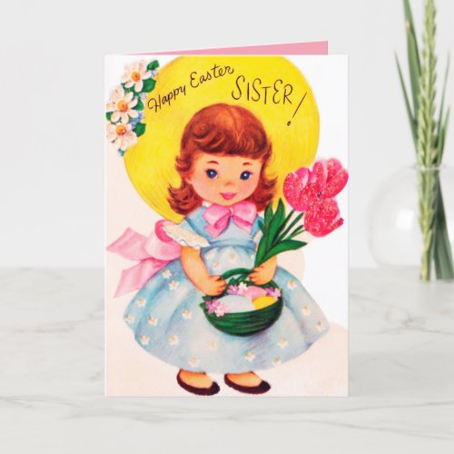 Retro vintage Easter Sister Holiday Card