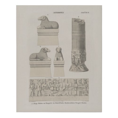 Retro Vintage Egyptian Drawings Ram Columns Faux Canvas Print