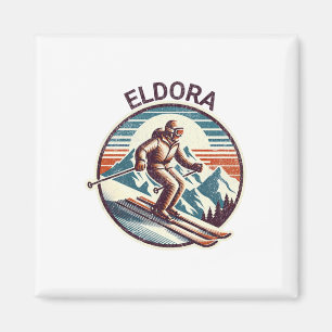 Retro Vintage Eldora Colorado Ski Resort Winter Sk Magnet