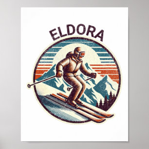 Retro Vintage Eldora Colorado Ski Resort Winter Sk Poster