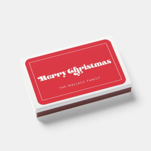 Retro vintage elegant Merry Christmas favor Matchboxes