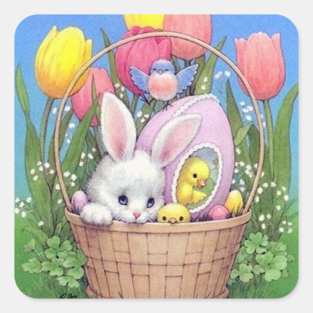 Retro vintage Esater bunny Holiday sticker (Front)