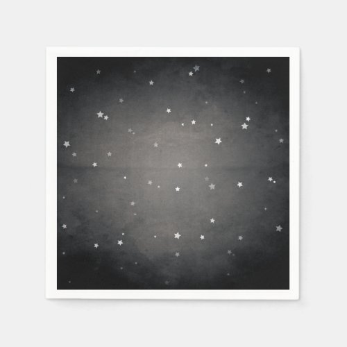 Retro Vintage Faded Black and White Stars Party Napkins