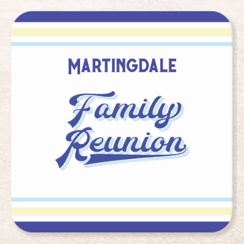 Retro Vintage Family Reunion Square Paper Coaster