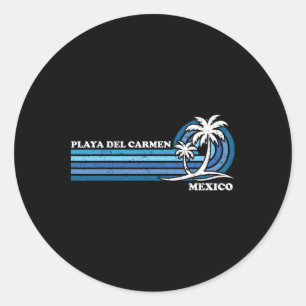 Retro Vintage Family Vacation Mexico Playa Del Car Classic Round Sticker