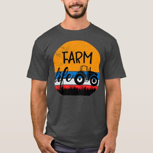 Retro Vintage Farm Life Farming Tractor Family Far T_Shirt