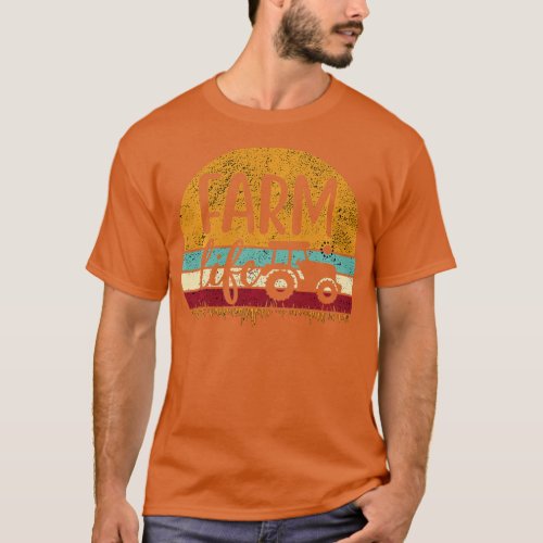 Retro Vintage Farm Life Farming Tractor Family Far T_Shirt