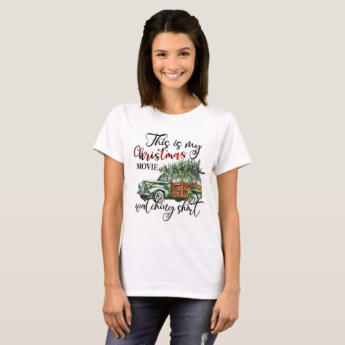 Retro Vintage Farm Truck Christmas Movie Watching T_Shirt