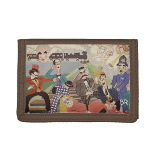 Retro Vintage Fashions & Scenery Trifold Wallet