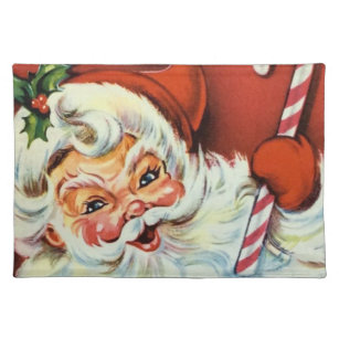 retro vintage festive Christmas Santa Cloth Placemat