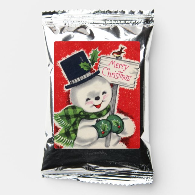 Retro Vintage Festive Snowman Coffee Drink Mix (Front)