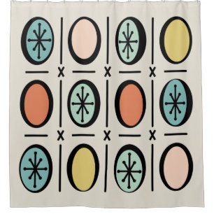 Retro Vintage Filled Ovals Pattern Pastels Shower Curtain