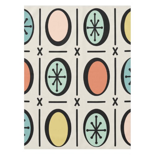 Retro Vintage Filled Ovals Pattern Pastels Tablecloth