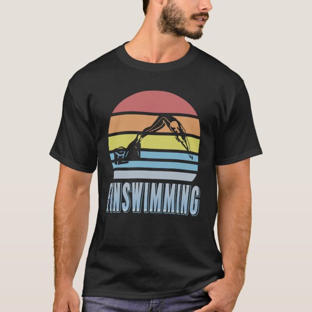 Retro Vintage Finswimming Finswimmer T-Shirt (Front)