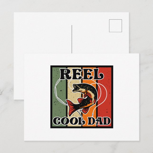 Retro Vintage Fishing Reel Cool Dad Fishing Lover Postcard (Front/Back)