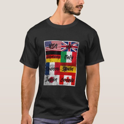 Retro Vintage Flags of The World Illustration Grap T_Shirt