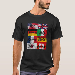 Retro Vintage Flags of The World Illustration Grap T-Shirt