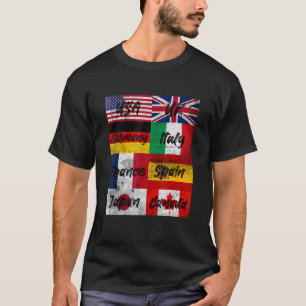 Retro Vintage Flags of The World Illustration Grap T-Shirt