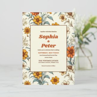 Retro Vintage Floral 70s Timeless Elegant Wedding