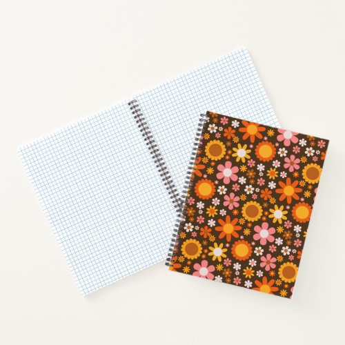 Retro Vintage Floral Botanical 60S 70S Abstract   Notebook