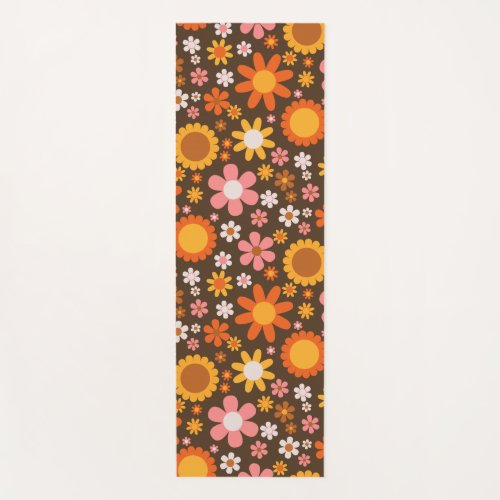 Retro Vintage Floral Botanical 60S 70S Abstract    Yoga Mat