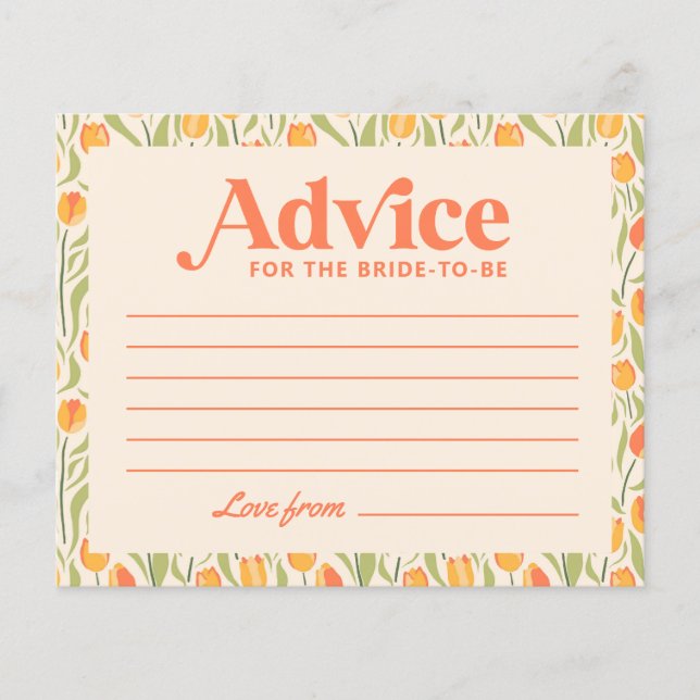 Retro Vintage Floral Bridal Shower Advice Card (Front)