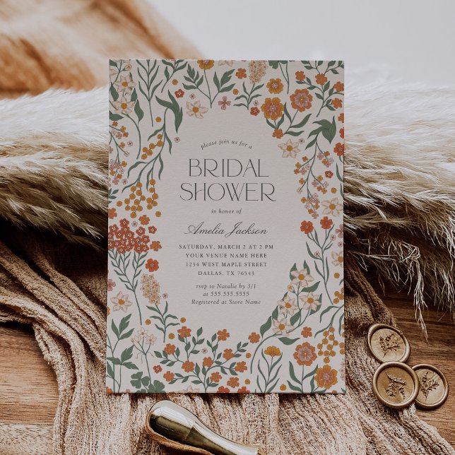 Retro Vintage Floral Bridal Shower Invitation (Creator Uploaded)