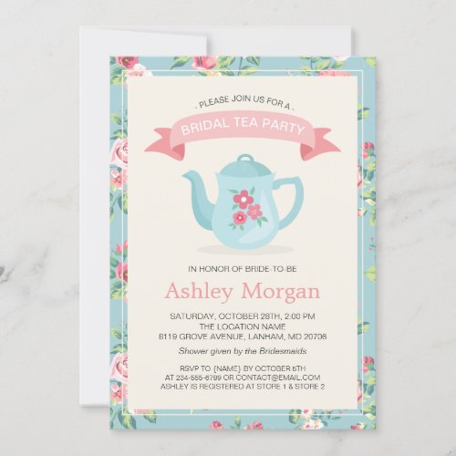 Retro Vintage Floral Decor Bridal Shower Tea Party Card