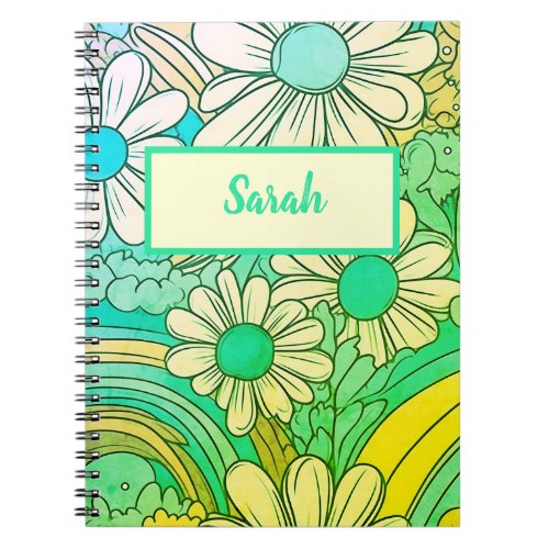 Retro Vintage Floral Design Personalized Notebook