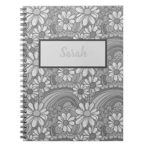 Retro Vintage Floral Design Personalized Notebook