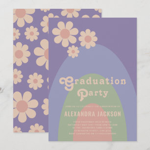 Retro Vintage Floral Pastel Graduation Party Invitation