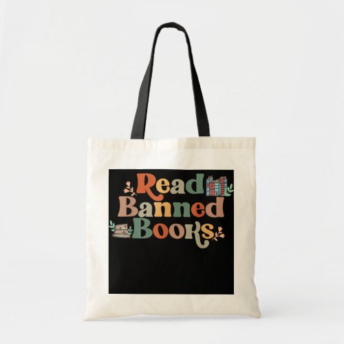 Retro Vintage Floral Read Banned Books Funny Tote Bag