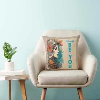 Retro Vintage Flower Power Throw Pillow