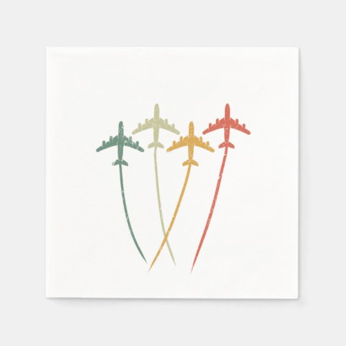 Retro Vintage Flying Airplanes Aircrafts Aviation  Napkins
