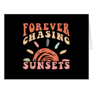 Retro Vintage Forever Chasing Sunsets Summer Vacat Cards
