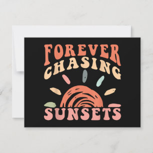 Retro Vintage Forever Chasing Sunsets Summer Vacat Thank You Card