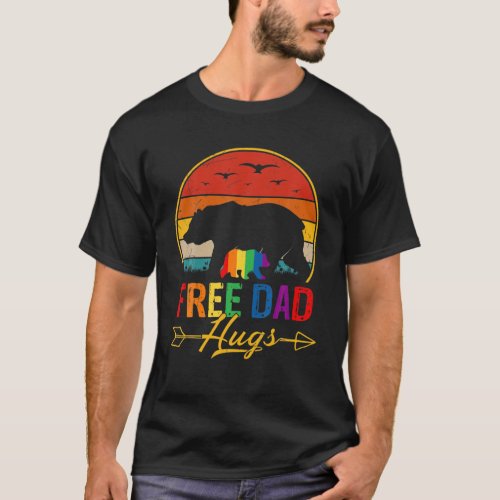 Retro Vintage Free Dad Hug Bear LGBTQ Gay Pride Mo T_Shirt