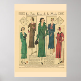 Retro vintage French  Fashion 1931 Poster