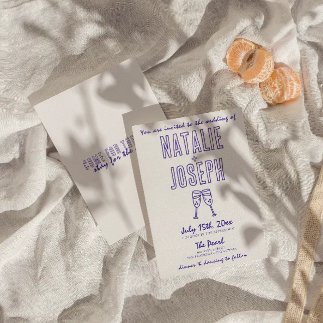 Retro Vintage Fun Unique Modern Hand Drawn Wedding Invitation
