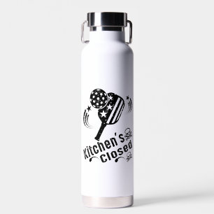 Retro Vintage Funny Pickleball Kitchen's Closed Water Bottle