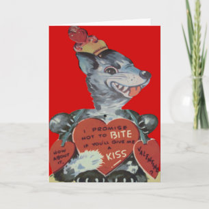 Retro Vintage Funny Wolf Valentine's Day Card