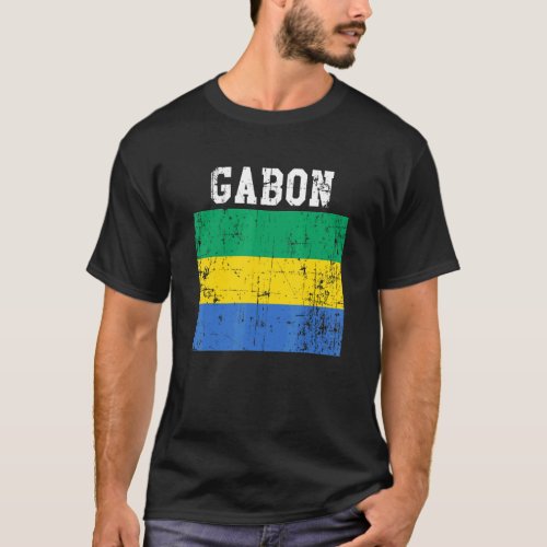 Retro Vintage Gabon Flag Gabonese Roots T_Shirt